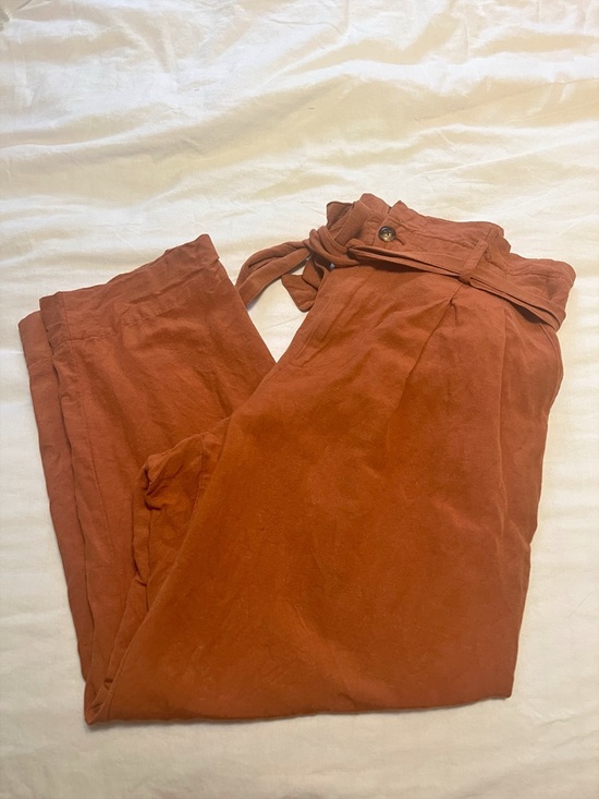 Madewell Rust High-Rise Paperbag Trousers with Tie Belt 10 - Picture 9 of 9